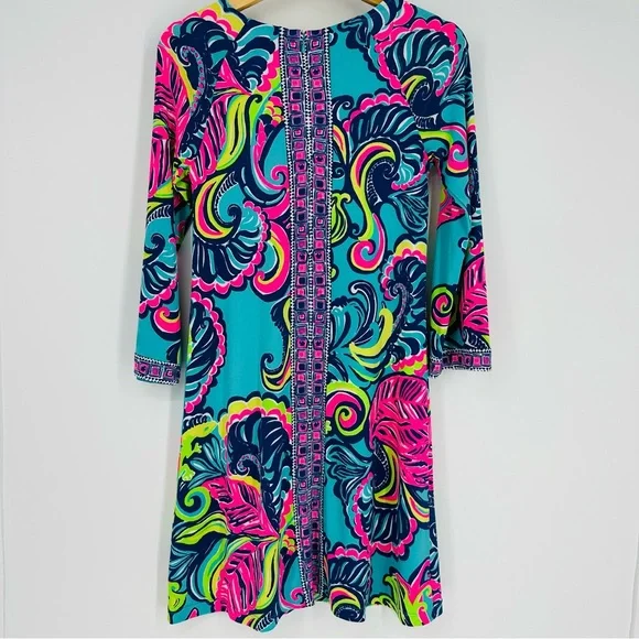 Lilly Pulitzer Bellavista Swing Dress in Sea Blue Private Island Engineered XS - Picture 4 of 10